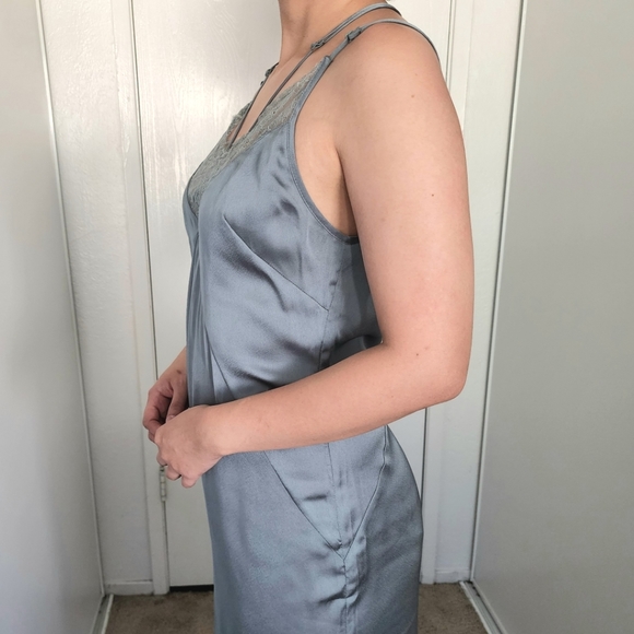H&M pale green gray lace slip dress midi size 8 - Picture 3 of 8